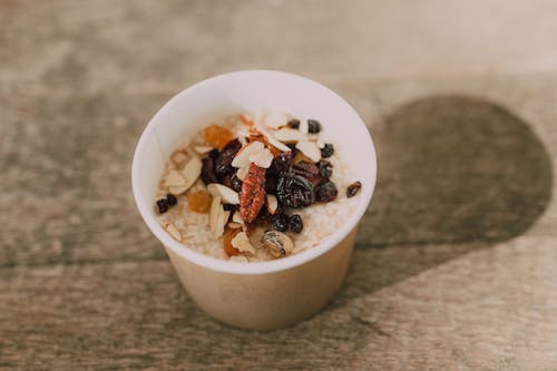 Free Delectable Oatmeal in a Disposable Cup Stock Photo