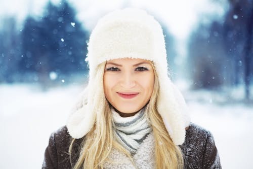 Close-up Photo of Beautiful Woman in Winter Clothing