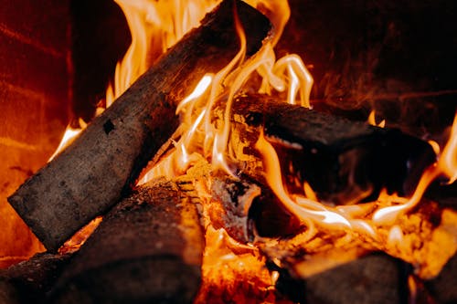 Free Burning Firewood Stock Photo