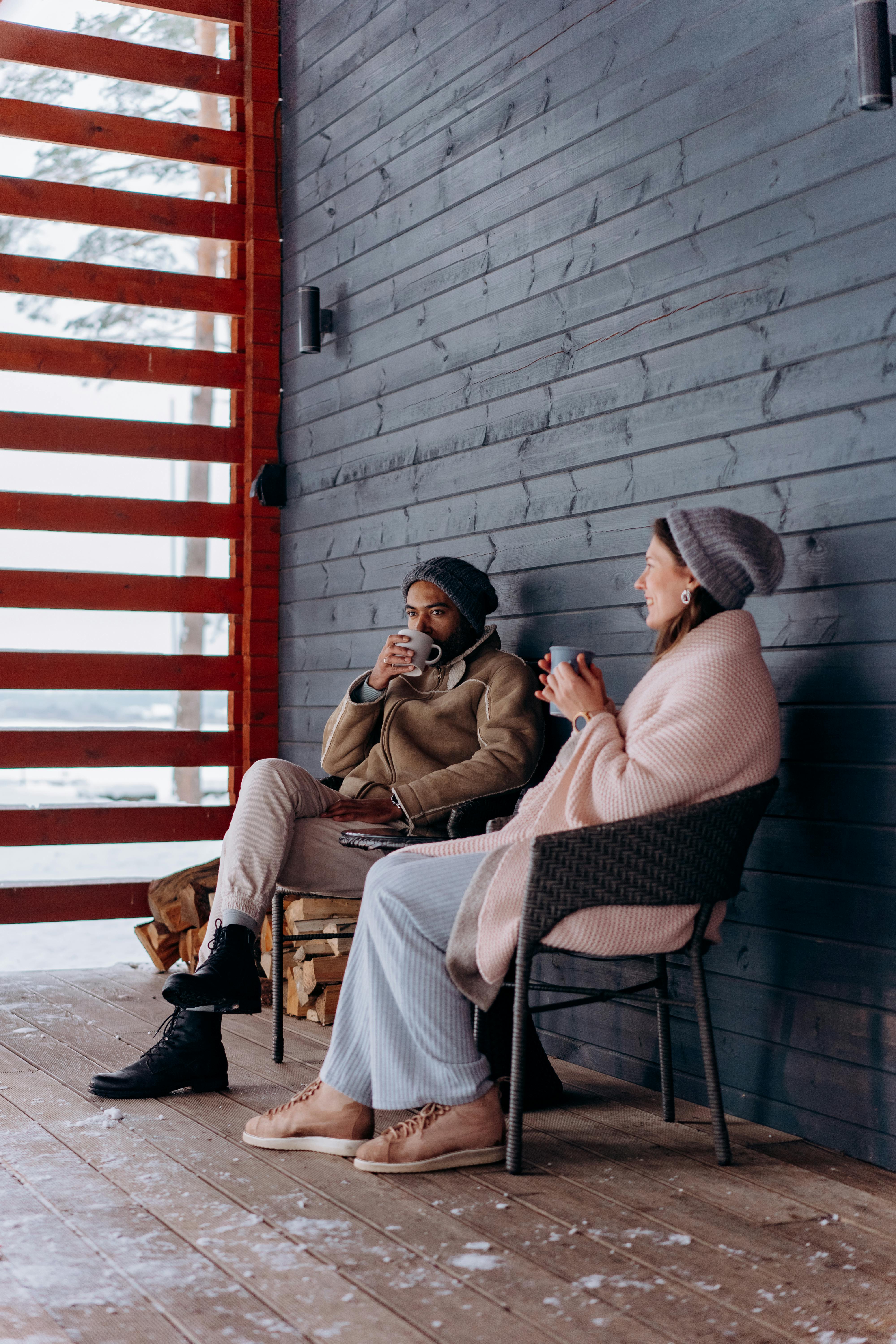 cold snow man couple