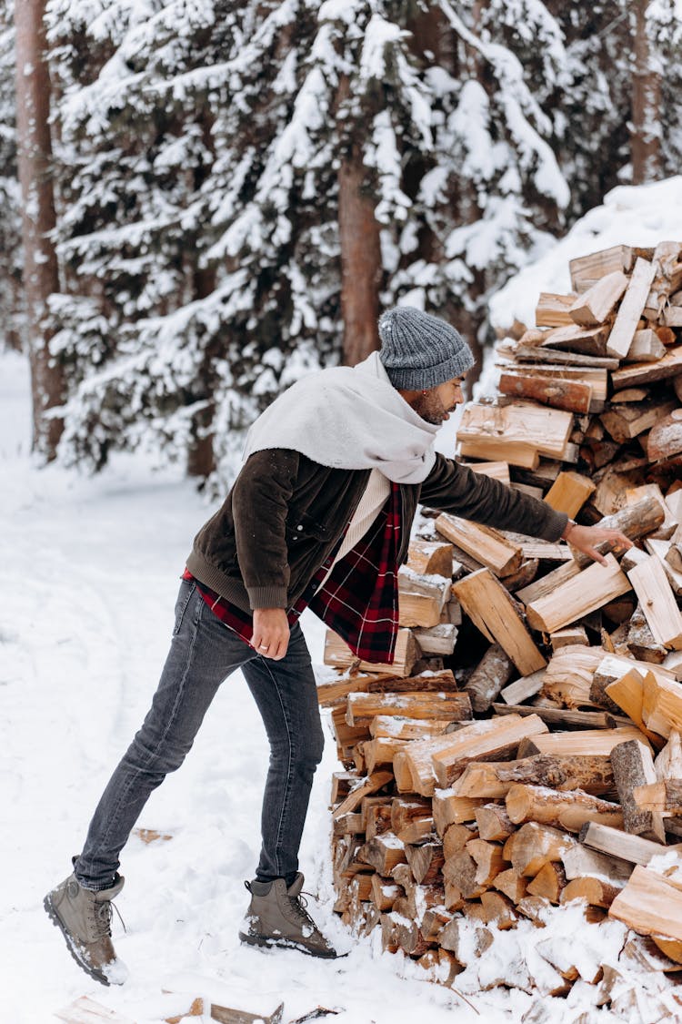 A Man Getting Firewood