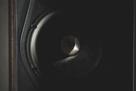 Modern acoustic audio speaker in studio
