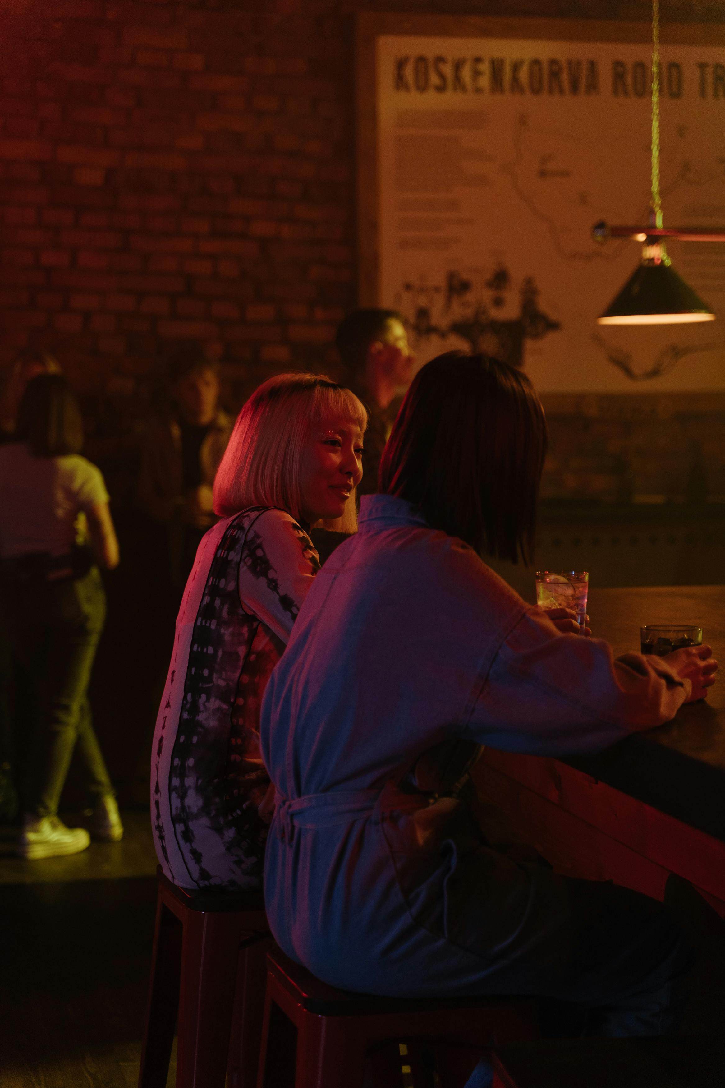 women drinking in a bar