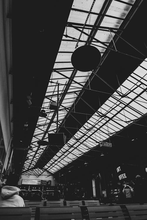 Free stock photo of airport, architecture, black and white, ceiling ...