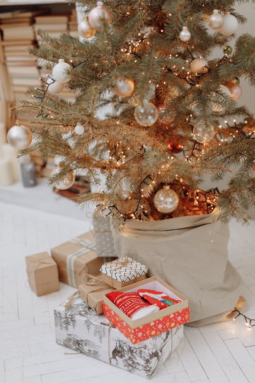 Gift Boxes Under a Christmas Tree