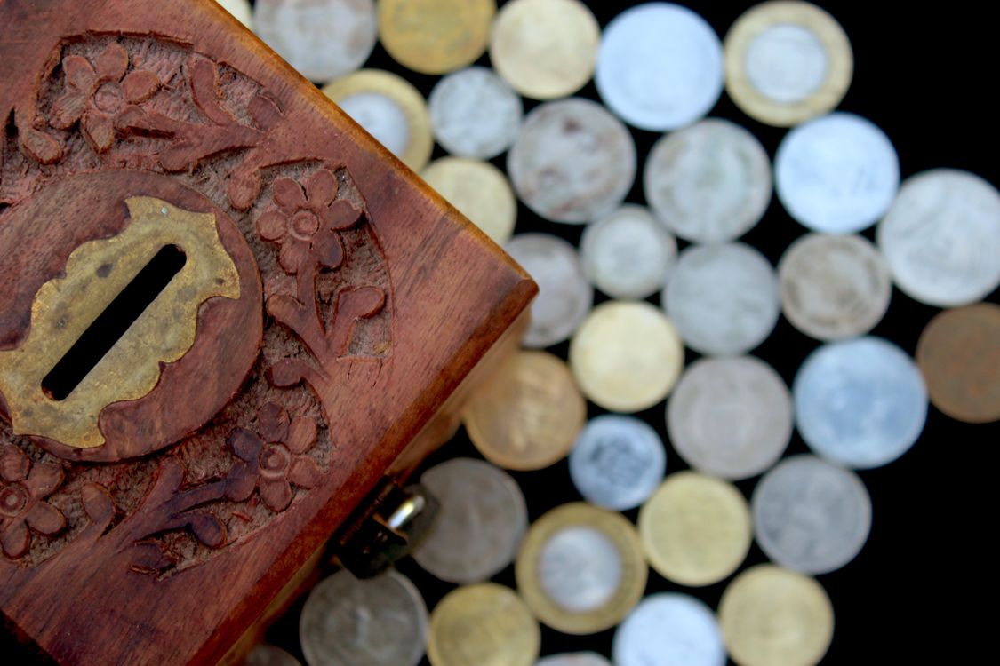 Brown Wooden Box With Silver Round Coins · Free Stock Photo