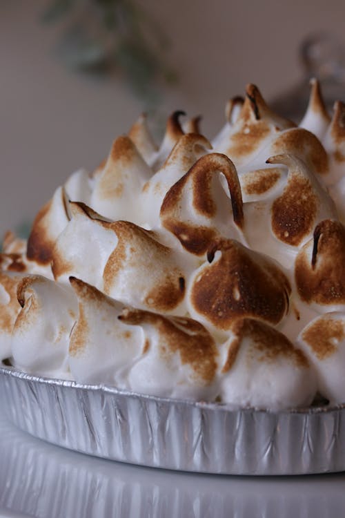 Free A Burnt White Meringue in Close Up Photography Stock Photo