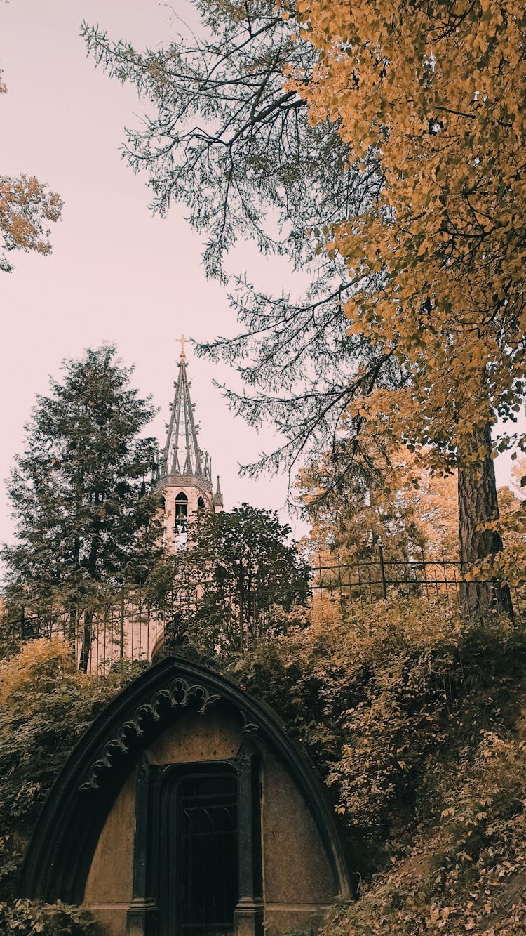 Entrance To Crypt And Church In Background