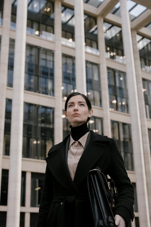 Brunette Woman in Suit with Briefcase
