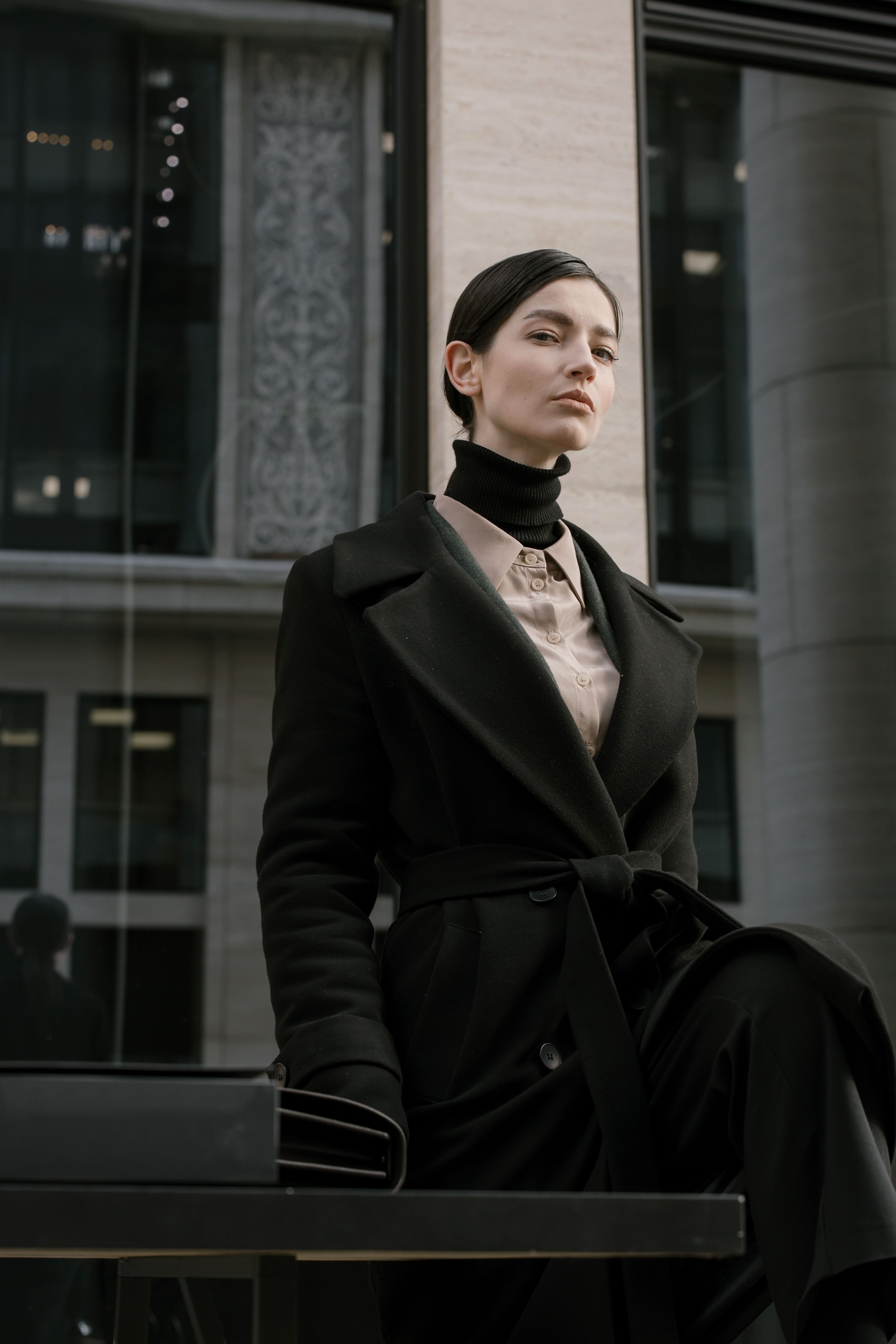 Woman in elegant evening church outfit