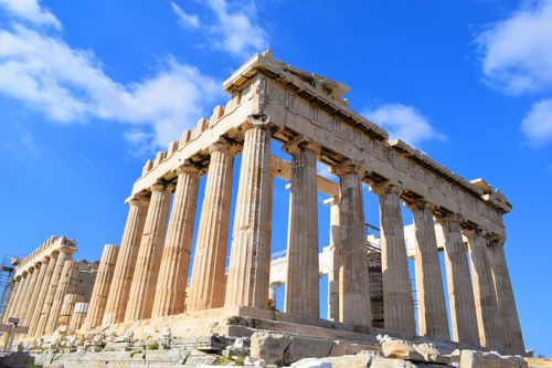 Free Stunning view of the Parthenon in Athens, showcasing ancient Greek architecture under a bright blue sky. Stock Photo
