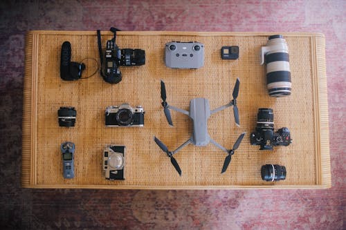 Kostenloses Stock Foto zu drohne, flatlay, kamera