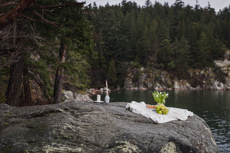 Picnic Set Up Near Body Of Water