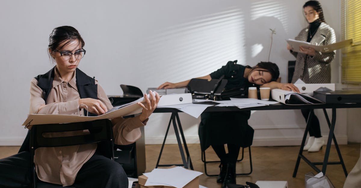 Work-life Balance Office Scene With Stressed Employee Working Late At Night