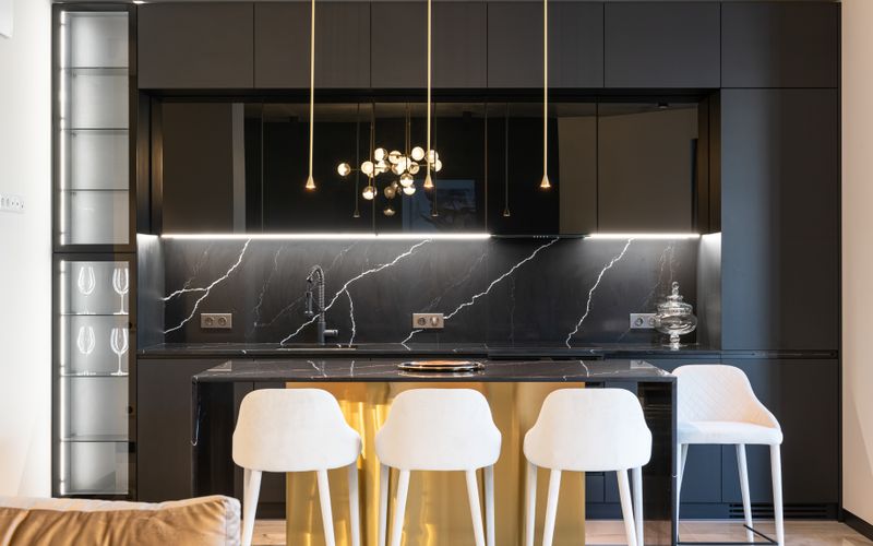 Restaurant kitchen and service counter