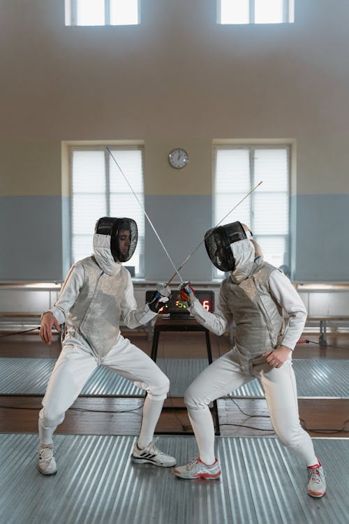 Free People in a Fencing Duel Stock Photo