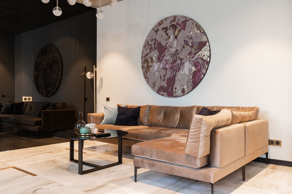 Contemporary home interior with finished painted walls and furniture