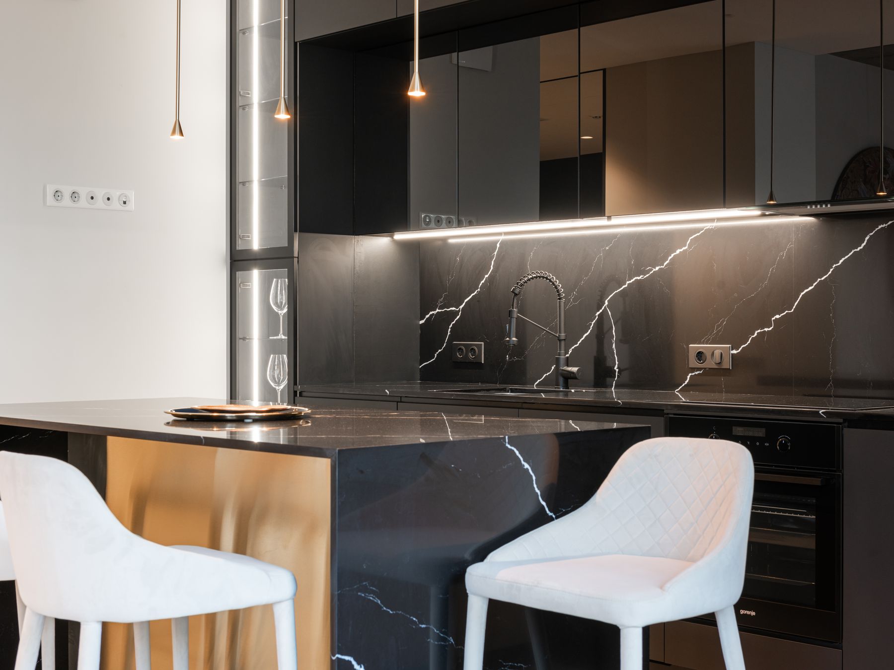 Kitchen Spraying in Barbican — clean edges cut in around trim and sockets
