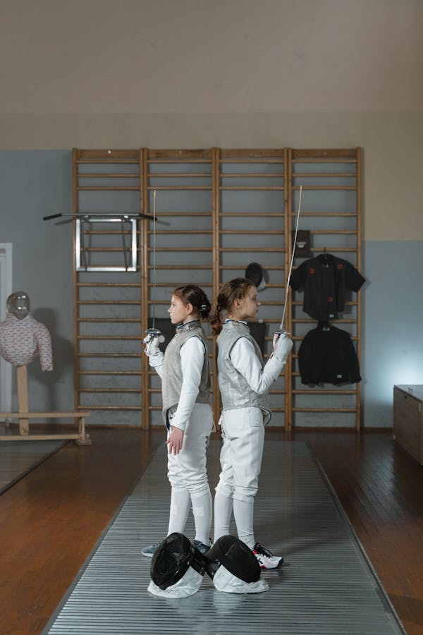 Girls Training in the Sport of Fencing
