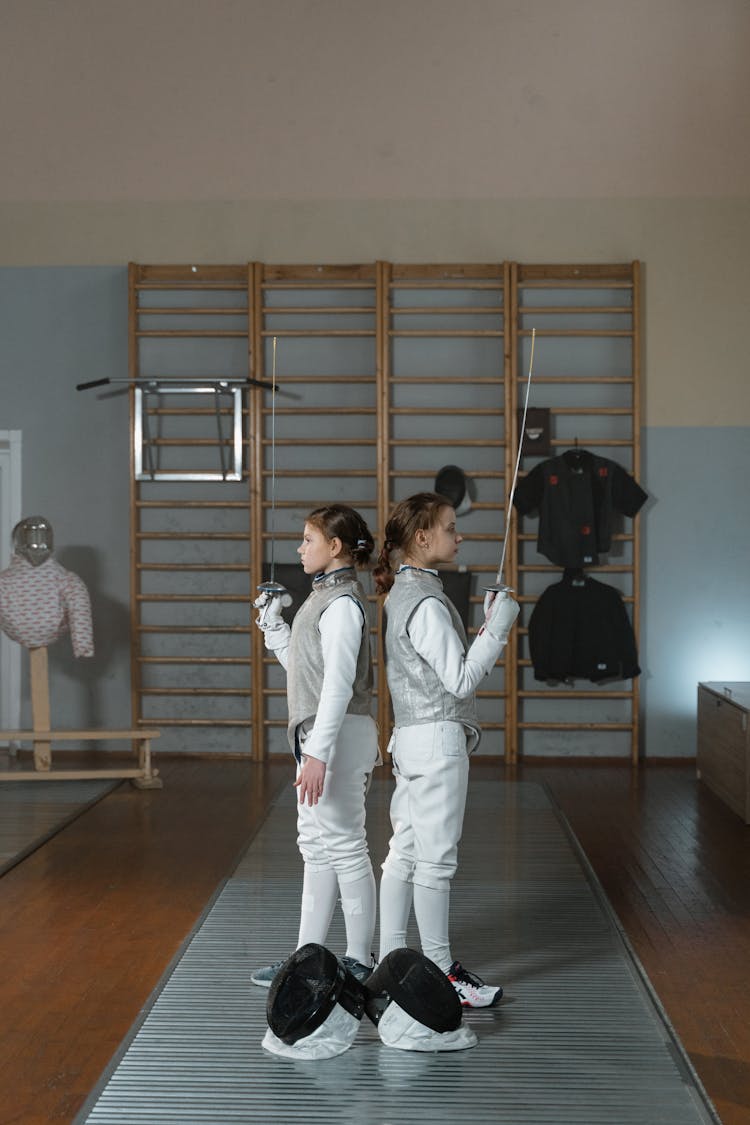 Girls Training In The Sport Of Fencing