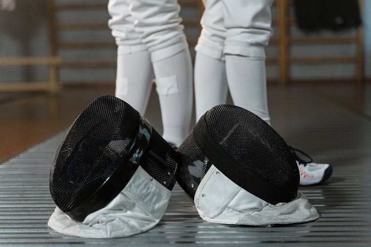 Fencing Masks In Close-up Photography