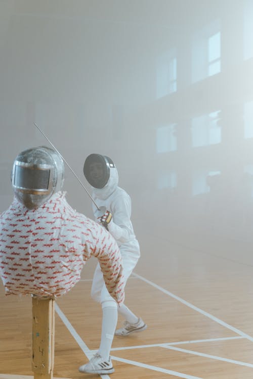 A Person Practicing Fencing