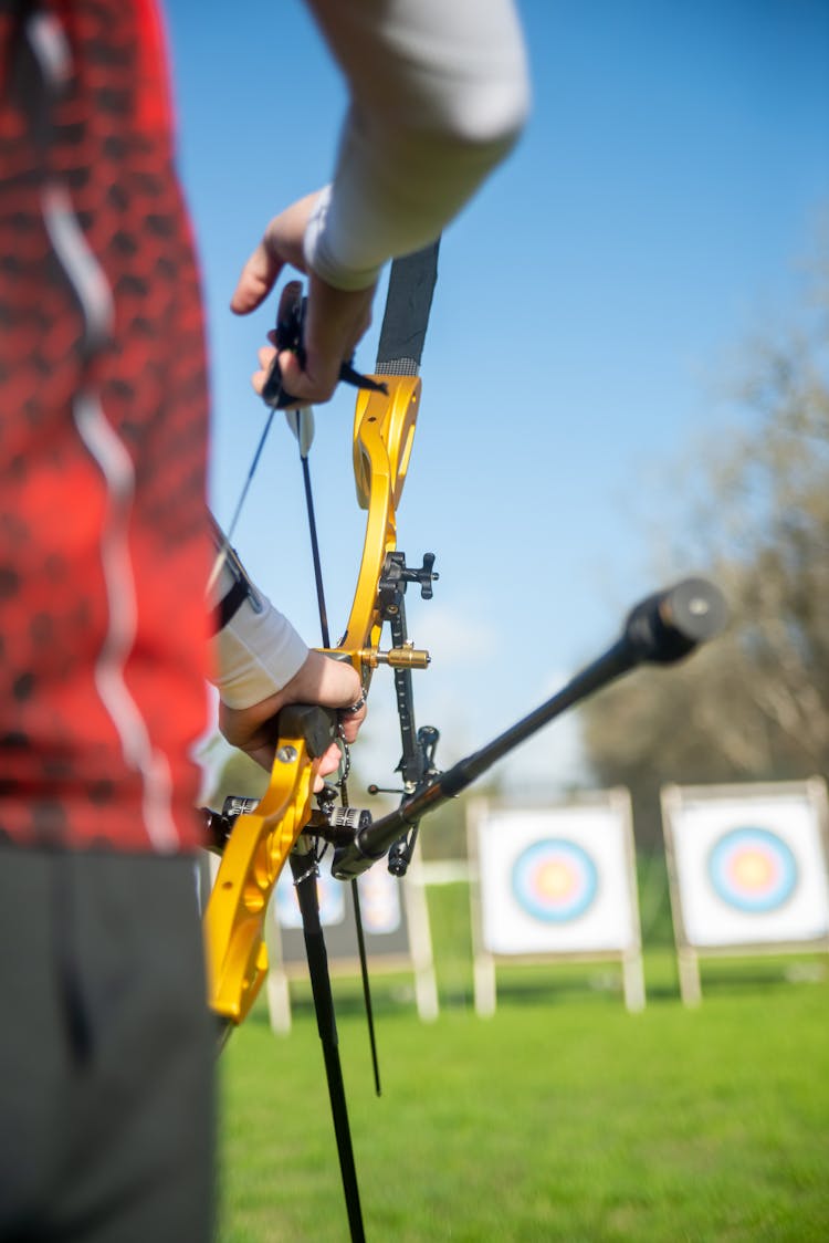 Selective Focus Of Archery Bow And Arrow