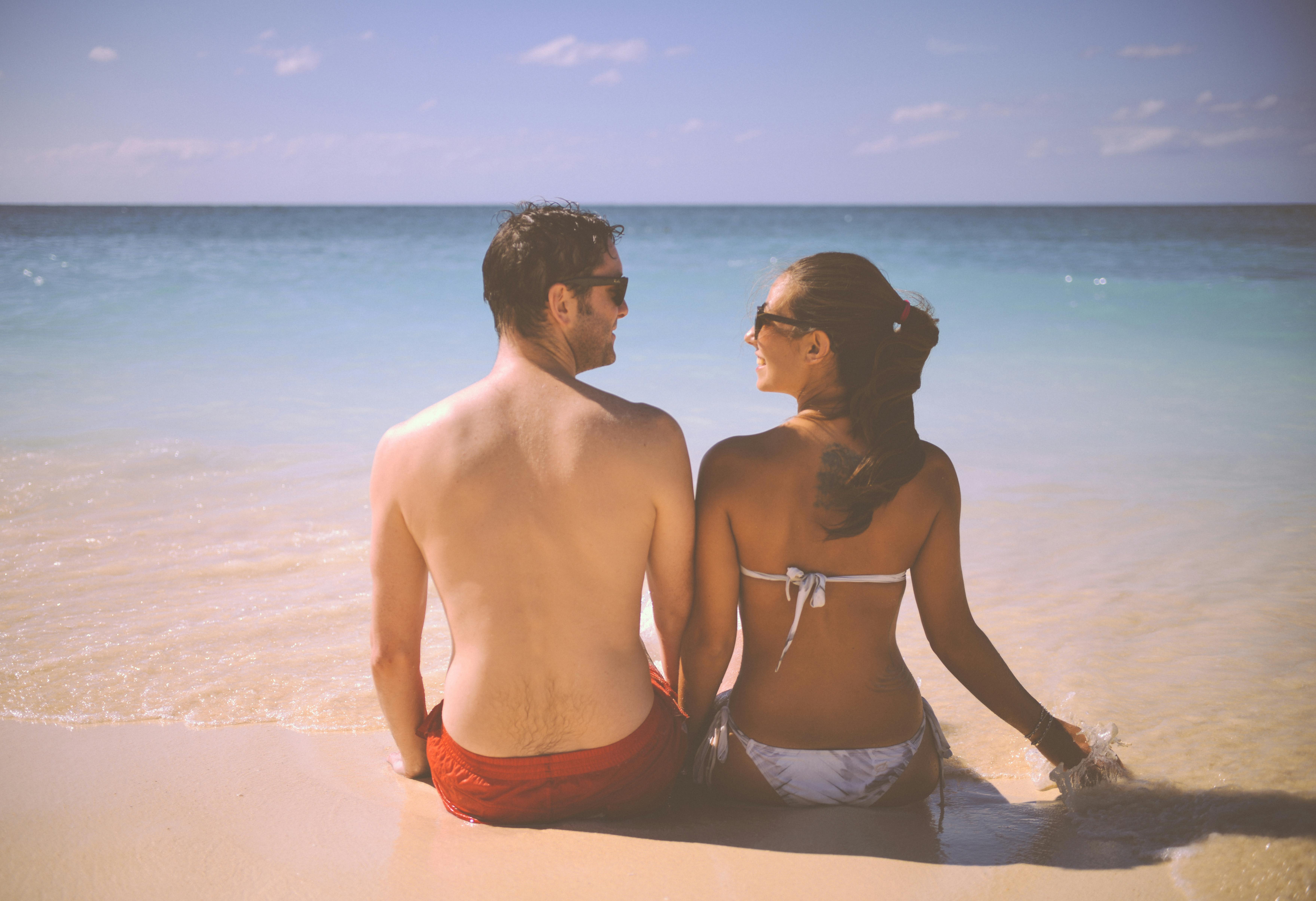 beach, couple, date