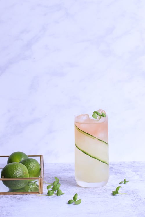 Glass of lemonade with fresh mint leaves