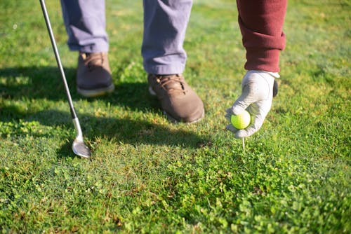 Free A Person Putting a Golf Ball on Green Grass Stock Photo