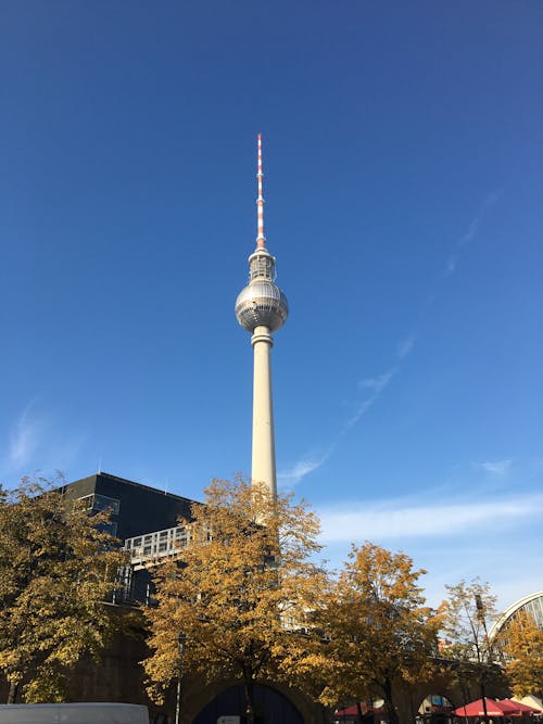 A Low Angle Shot of a Tower Under the Blue Sky