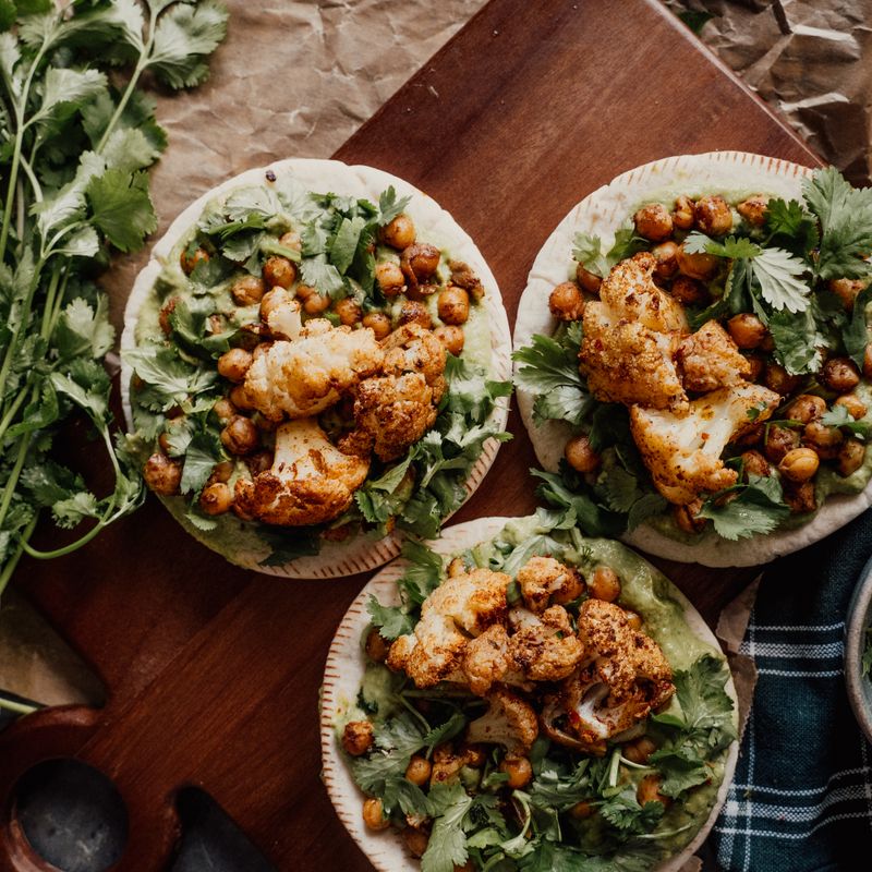 Roasted Cauliflower and Black Bean Tacos