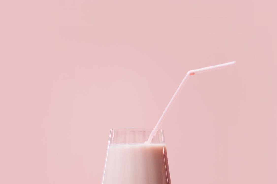 Clear Drinking Glass With Milkshake