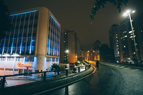 Night Street With Buildings