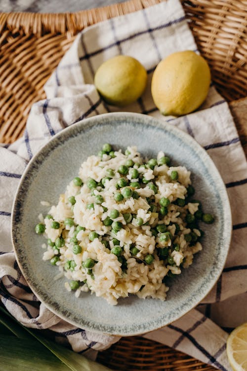 Edamame Bean Risotto in Ceramic Bowl