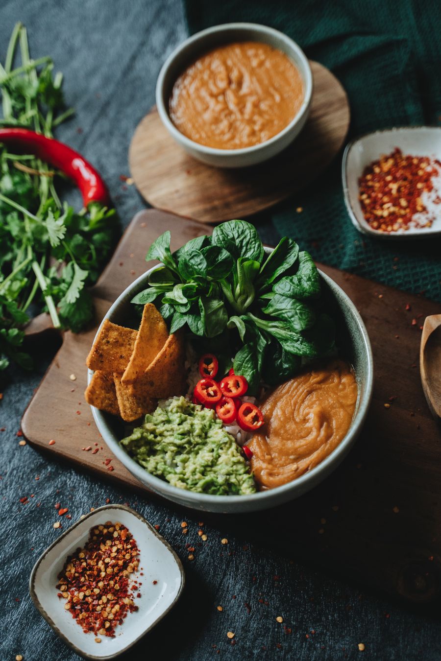Colourful bowl prepared for one person