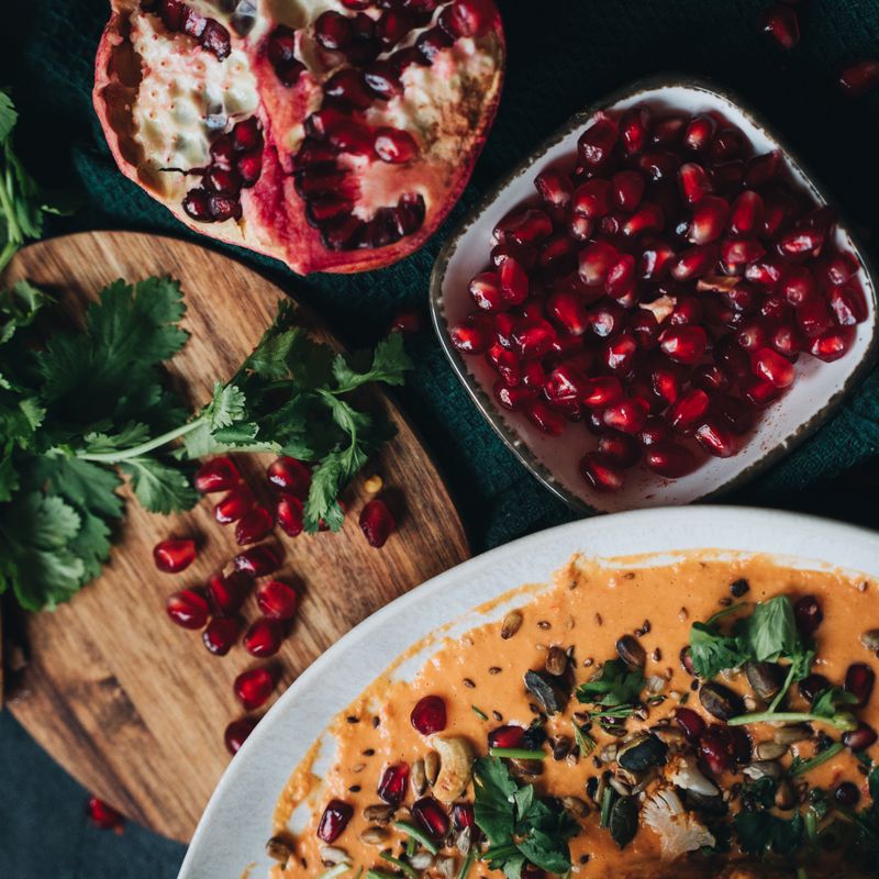 Sourdough Discard Cilantro and Pomegranate Seed Flatbread