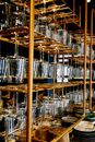 Clear Drinking Glasses on Brown Wooden Shelf