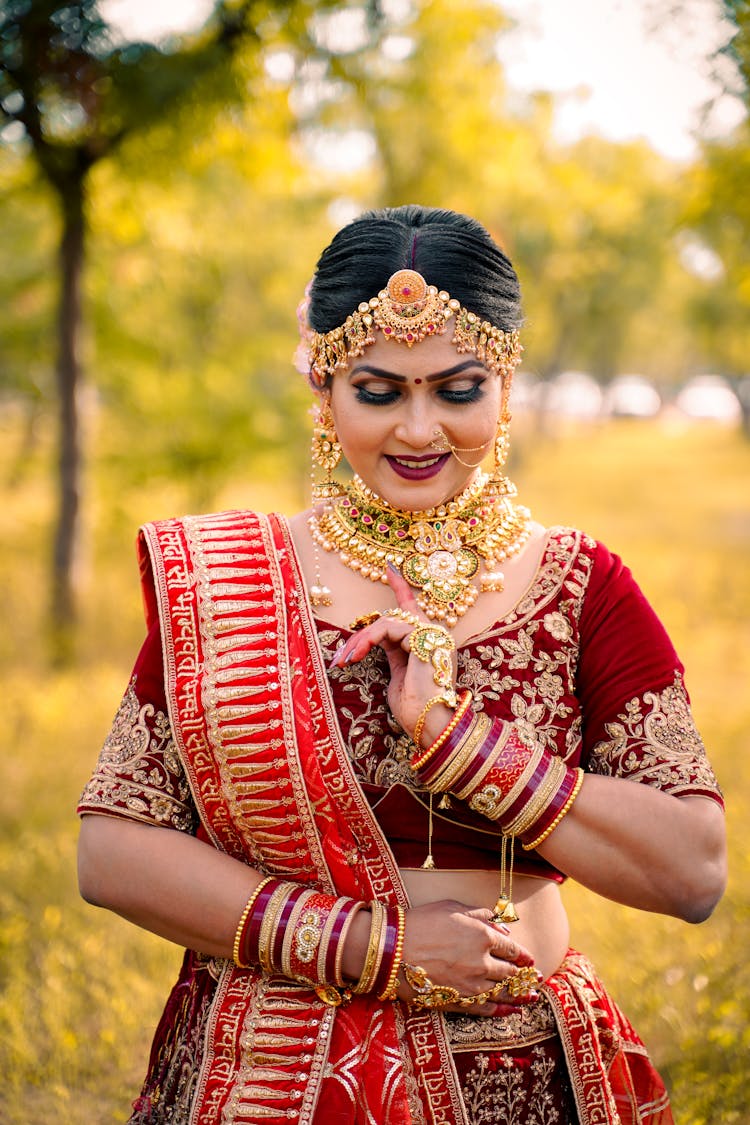 Portrait Of A Woman In Traditional Indian Clothing