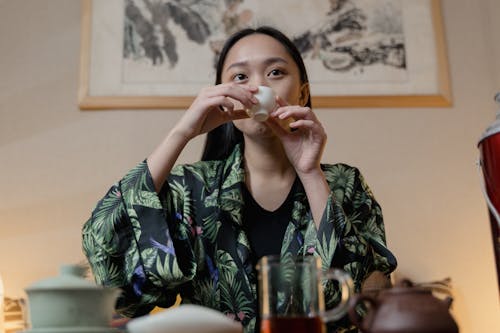 Free 

A Woman Drinking Tea Stock Photo