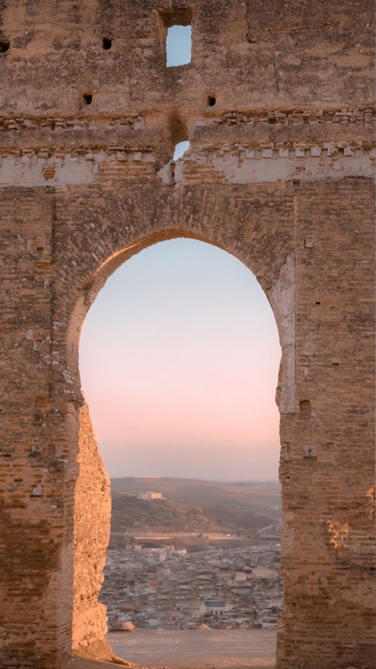 Arch Of The Marinid Tombs On The Hills In North Of Fez, Morocco