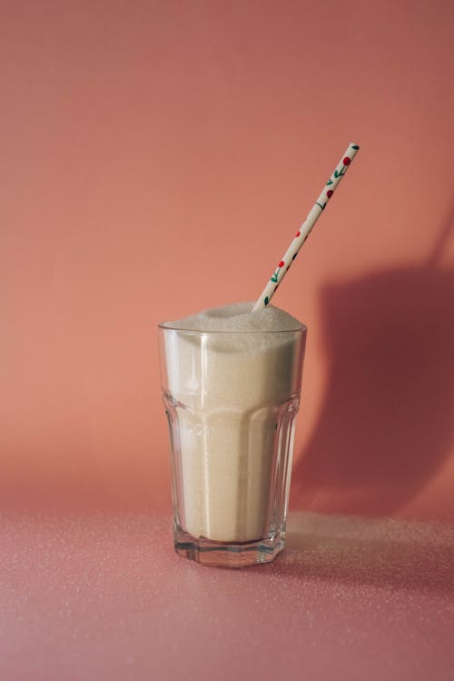 Glass of Coffee with Straw