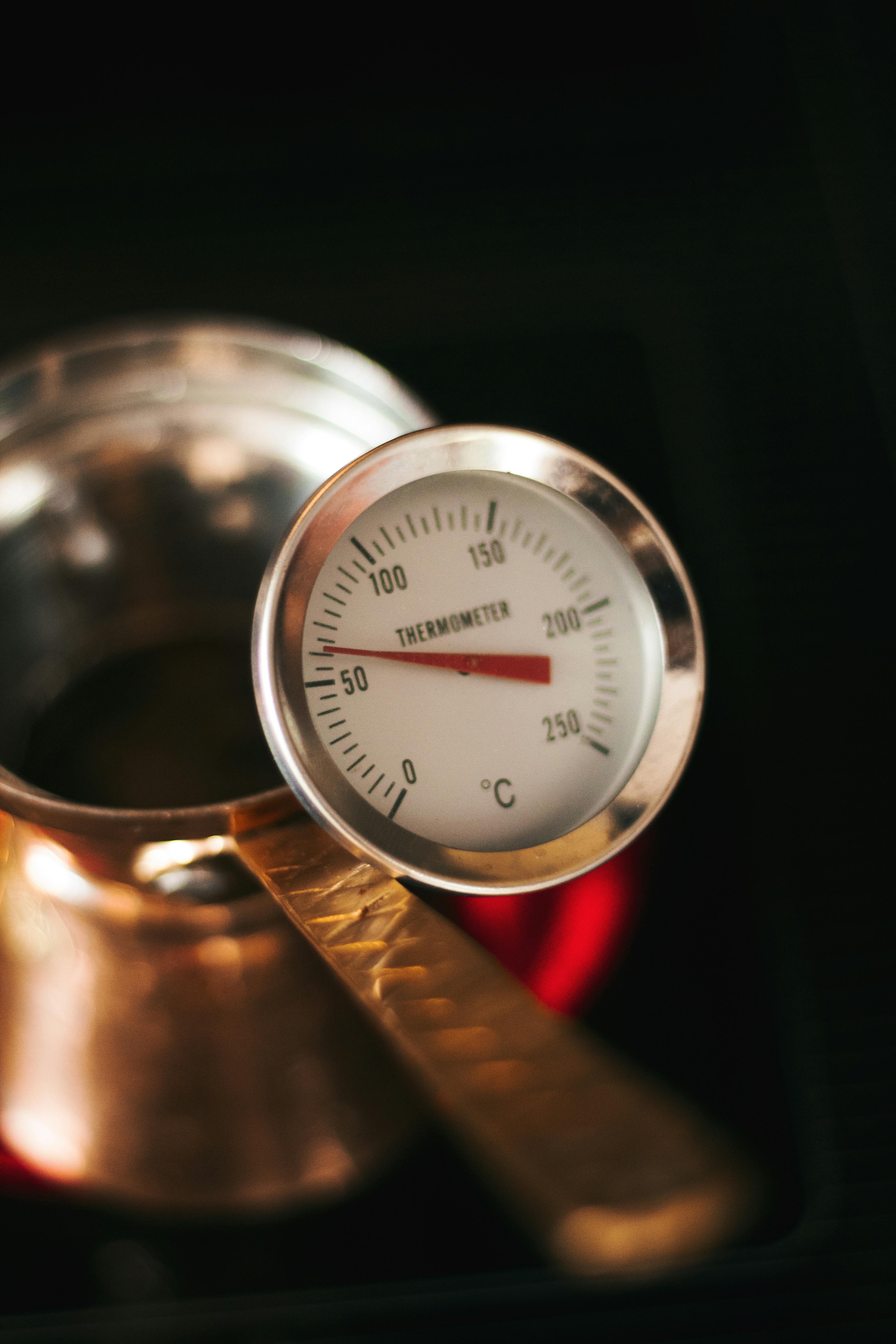 cezve with thermometer on cooker