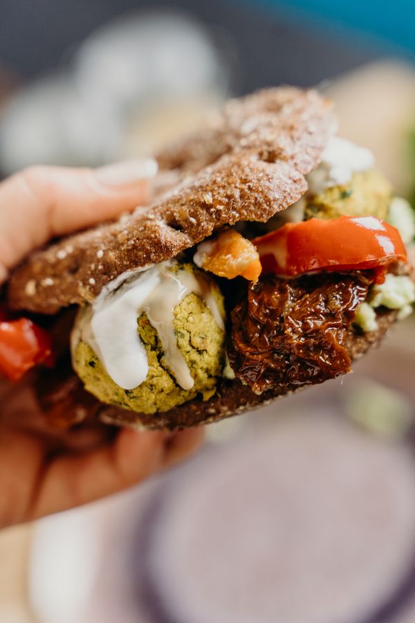 Plant-based patty in a seeded bun — photo by Alesia Kozik on Pexels