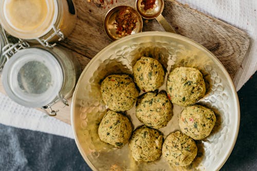 Free Falafel on Plate Stock Photo