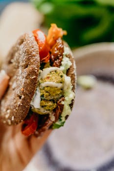 Delicious vegan veggie burger with fresh ingredients, captured in Berlin.
