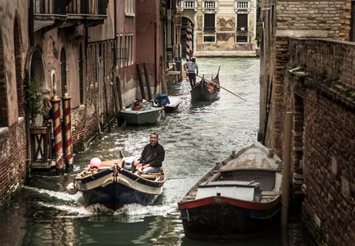 Private gondola in the quiet canals — Venice