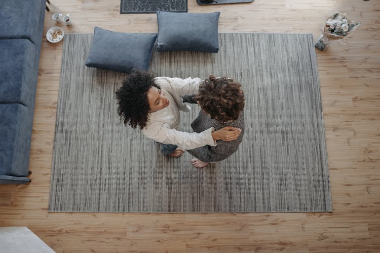 Top View Of A Couple Dancing Together