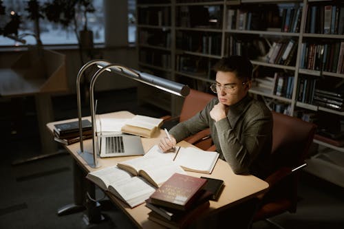 A Man Reading in the Library