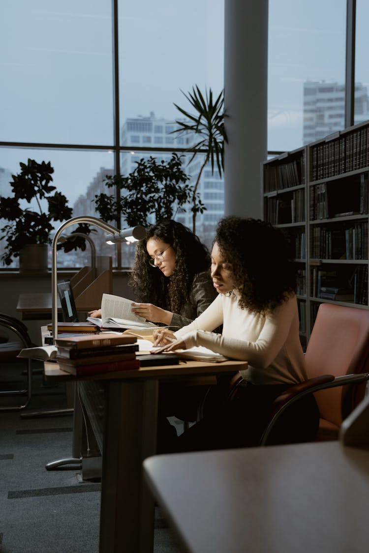 Women Researching In The Library